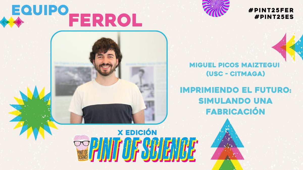 FerrolPintaCiencia (@ferrolciencia) on Twitter photo ⭐ Tercer ponente confirmado en el
<a href="/pintofscienceES/">Pint of Science ES</a> en #Ferrol
🗣️ Miguel Picos Maiztegui (USC-CITMAga)
🔬 Charla: "Imprimiendo el Futuro: Simulando una fabricación"
📆 Martes 20 de mayo
🕥 19h - 21h
☕ Monique Coffee (Rúa Taxonera, 1)
¡Nos vemos!
#pint25
#pint25es
#pint25fer ⭐ Tercer ponente confirmado en el
<a href="/pintofscienceES/">Pint of Science ES</a> en #Ferrol
🗣️ Miguel Picos Maiztegui (USC-CITMAga)
🔬 Charla: "Imprimiendo el Futuro: Simulando una fabricación"
📆 Martes 20 de mayo
🕥 19h - 21h
☕ Monique Coffee (Rúa Taxonera, 1)
¡Nos vemos!
#pint25
#pint25es
#pint25fer