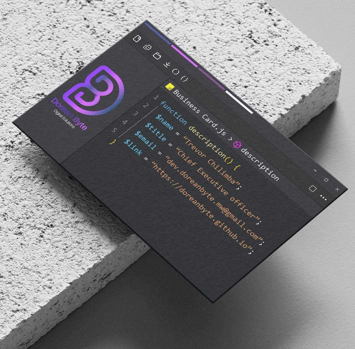 doreanbyte's tweet photo. Our new logo design 🪧 and business cards💳 focused around our core programming themed services.

Contact us for elegant custom themed cards, softwares, visuals and more.

EcoClean ♻️App release coming soon, follow to get notified on logo reveal for EcoClean and Kawstiri. https://t.co/12mxtYIcRR