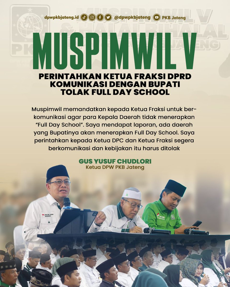 FRAKSI PKB JATENG (@fpkb_dprdjateng) on Twitter photo Jika sebuah kebijakan tak jelas arah kemaslahantannya maka sikap tegas dan menolak adalah pilihan startegis mencegah dampak kerugian - kerugian yang dapat ditimbulkan . #TolakFullDaySchool
<a href="/cakimiNOW/">A Muhaimin Iskandar</a> <a href="/DPP_PKB/">DPP PKB</a> <a href="/EmHasanuddin/">M Hasanuddin Wahid</a> <a href="/yusuf_ch/">M Yusuf Chudlory</a> <a href="/Sukirman_Kir/">Sukirman</a> <a href="/hamid_amx/">abdul hamid</a> <a href="/_sarifabdillah/">Sarif Abdillah</a> Jika sebuah kebijakan tak jelas arah kemaslahantannya maka sikap tegas dan menolak adalah pilihan startegis mencegah dampak kerugian - kerugian yang dapat ditimbulkan . #TolakFullDaySchool
<a href="/cakimiNOW/">A Muhaimin Iskandar</a> <a href="/DPP_PKB/">DPP PKB</a> <a href="/EmHasanuddin/">M Hasanuddin Wahid</a> <a href="/yusuf_ch/">M Yusuf Chudlory</a> <a href="/Sukirman_Kir/">Sukirman</a> <a href="/hamid_amx/">abdul hamid</a> <a href="/_sarifabdillah/">Sarif Abdillah</a>