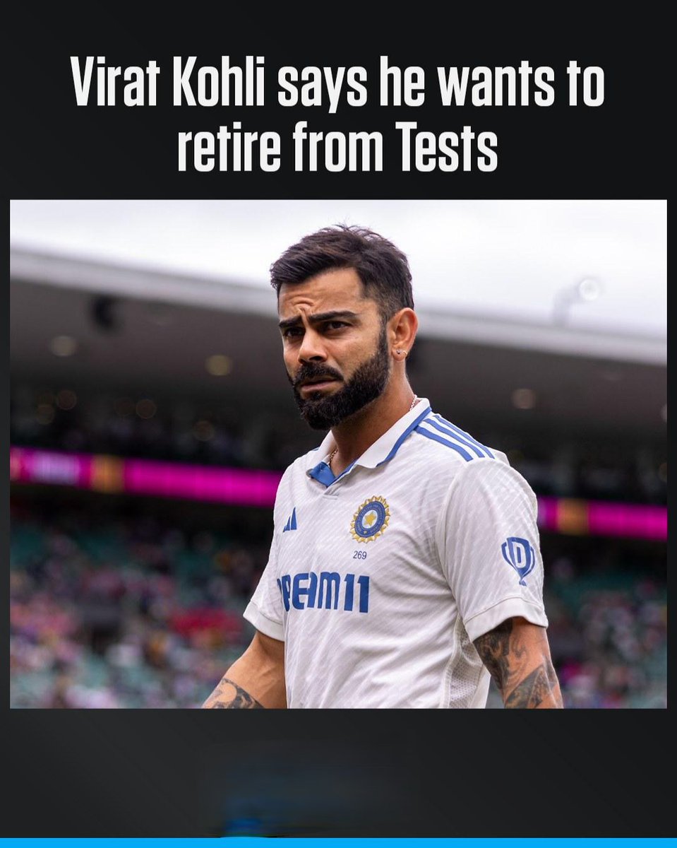 JUST IN: Virat Kohli has communicated his desire to retire from Test cricket to the BCCI ✍️ 
#ViratKohli #ViratKohli𓃵