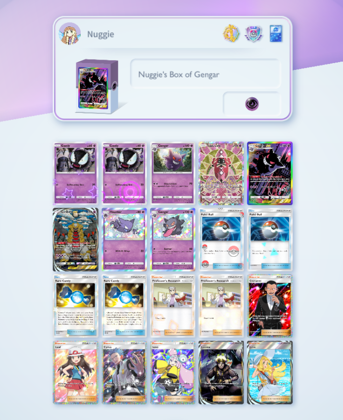 This may be the first gengar deck in high ranks? Very proud to be cooking this since Shining Revelry days! #PokemonTCGPocket 

10 win streak! 
Top 5k rating so far :)

Hard to pilot but so so rewarding!