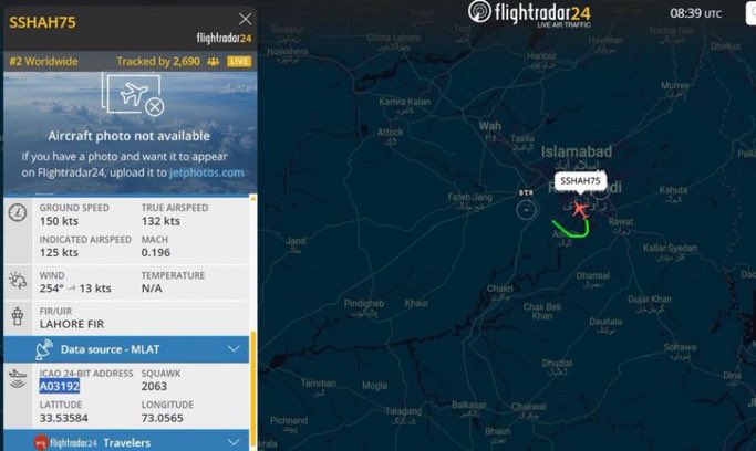 VIKRAMPRATAPSIN's tweet photo. Who landed in Pakistan.
N111SZ 
Hex Code A03192 
US Department of Energy - Nuclear Emergency Support aircraft (B350 AMS) 

So we did hit the nuclear Assets of Enemy . Radiation methods / help aide coming from China &amp; USA.
Wait for some more time for things to unfold . https://t.co/4TV72PkwOb