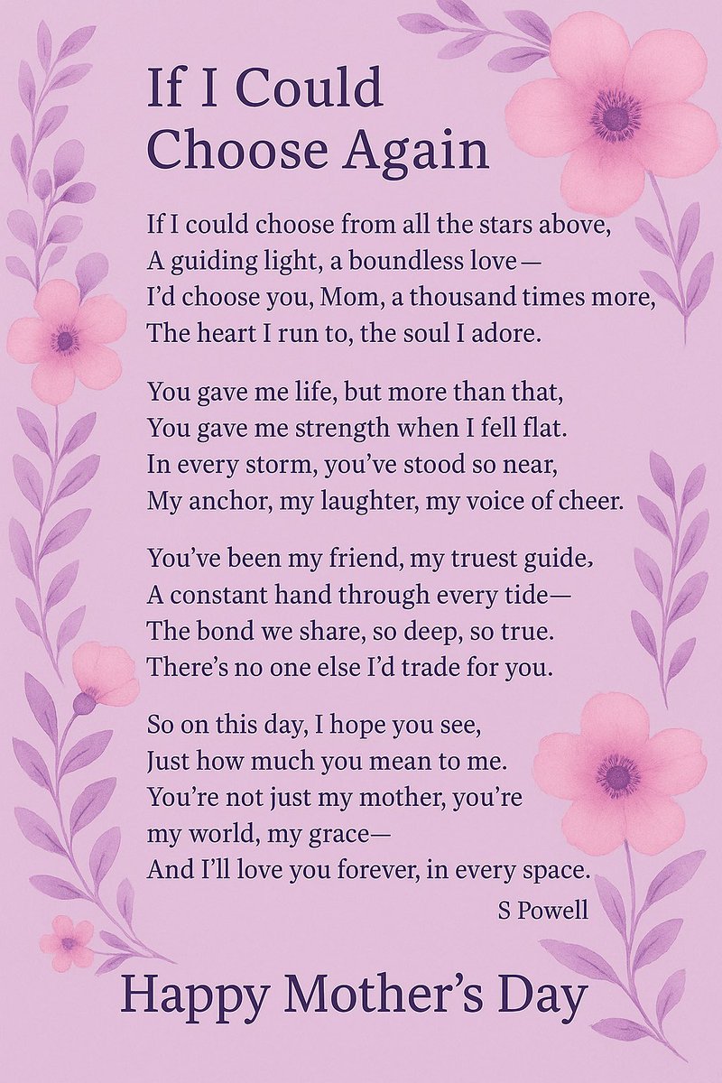 I wrote a poem for my mom. Happy Mother’s Day to all the moms on the TL. 💕