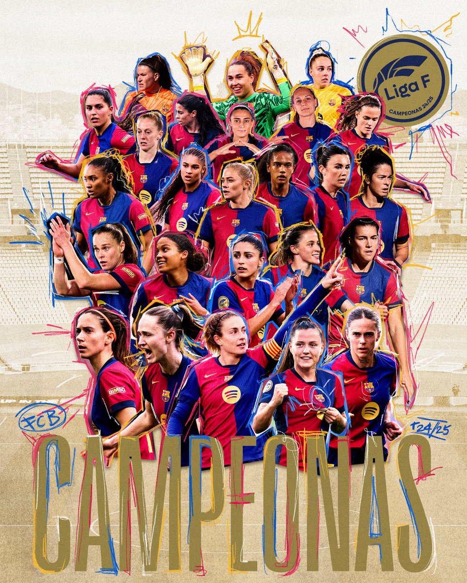 🏆 ¡¡LAS CAMPEONAS DE LIGA F 24/25!! 

ENHORABUENA @fcbfemeni 💙❤️