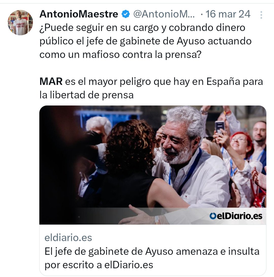 Antonio:  Cuando se filtraron los WhatsApp privados de MAR fuiste el primero  en aplaudir