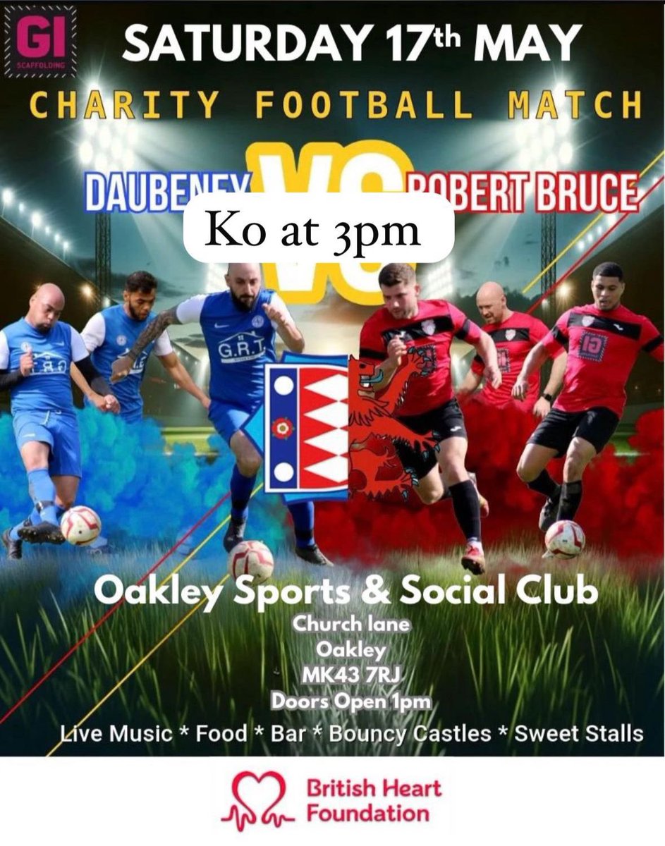 KA Kempston (@kakempston) on Twitter photo The Annual big match! The Kempston Super Bowl equivalent. Next Saturday. 3pm. Get yourself along. All proceeds to <a href="/BritishHeart_1/">British Heart Foundation</a> - go and support Gavin & all the ex students 👍. <a href="/phouseKA/">Paul House</a> <a href="/Mr_C_Carter_HT/">Mr C Carter</a> <a href="/DaubeneyAcademy/">Daubeney Academy</a> <a href="/athleteteacher/">Gavin Fordham</a> <a href="/Ms_Holyoake/">Nicole Holyoake</a> <a href="/steedie1980/">Anthony Steed</a> <a href="/AJRAllModCons/">Adrian Rogers</a> The Annual big match! The Kempston Super Bowl equivalent. Next Saturday. 3pm. Get yourself along. All proceeds to <a href="/BritishHeart_1/">British Heart Foundation</a> - go and support Gavin & all the ex students 👍. <a href="/phouseKA/">Paul House</a> <a href="/Mr_C_Carter_HT/">Mr C Carter</a> <a href="/DaubeneyAcademy/">Daubeney Academy</a> <a href="/athleteteacher/">Gavin Fordham</a> <a href="/Ms_Holyoake/">Nicole Holyoake</a> <a href="/steedie1980/">Anthony Steed</a> <a href="/AJRAllModCons/">Adrian Rogers</a>