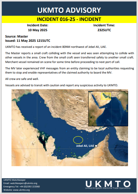 20250511_UKMTO_ADVISORY_INCIDENT 016-25

ukmto.org/ukmto-products…

#maritimesecurity #marsec