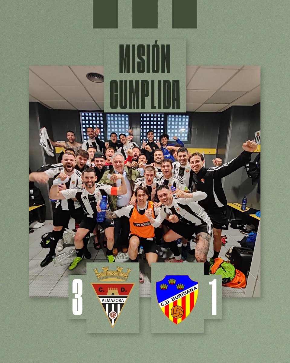¡𝗠𝗜𝗦𝗜𝗢́𝗡 𝗖𝗨𝗠𝗣𝗟𝗜𝗗𝗔!

El equipo seguirá una temporada más en la Lliga Comunitat tras la victoria de ayer.

Gracias a todos los que habéis animado, peleado y sufrido cada partido con el equipo para poder haber logrado nuestro objetivo.

¡Nos vemos pronto!

#cdalmazora