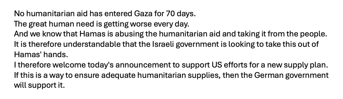 JUST NOW
German foreign minister presser with Israeli counterpart

- Wadephul expresses doubts over Israeli Gaza strategy
- Calls for ceasefire
- Both FMs support controversial aid plan announced by the US

Quotes from Wadephul (translated from German)👇