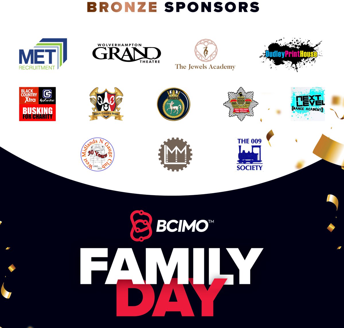 🎉 Huge thanks to our amazing Bronze Sponsors for supporting #BCIMOFamilyDay!

From performances &amp; talks to model layouts &amp; support on the day – your help is making it happen.

📅 Sat 17 May
📍 BCIMO, Dudley
Let’s raise funds &amp; celebrate together!
#ThankYou #CommunityEvent