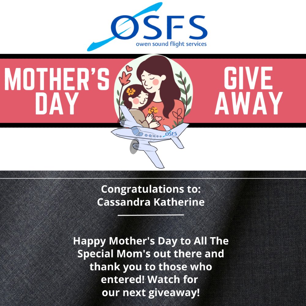 FlyOwenSound's tweet photo. Happy Mother's Day!

#winnerwinnerchivkendinner #contest #owensoundflightservices #flightlesson #happymothersday https://t.co/pujOn3ENUx