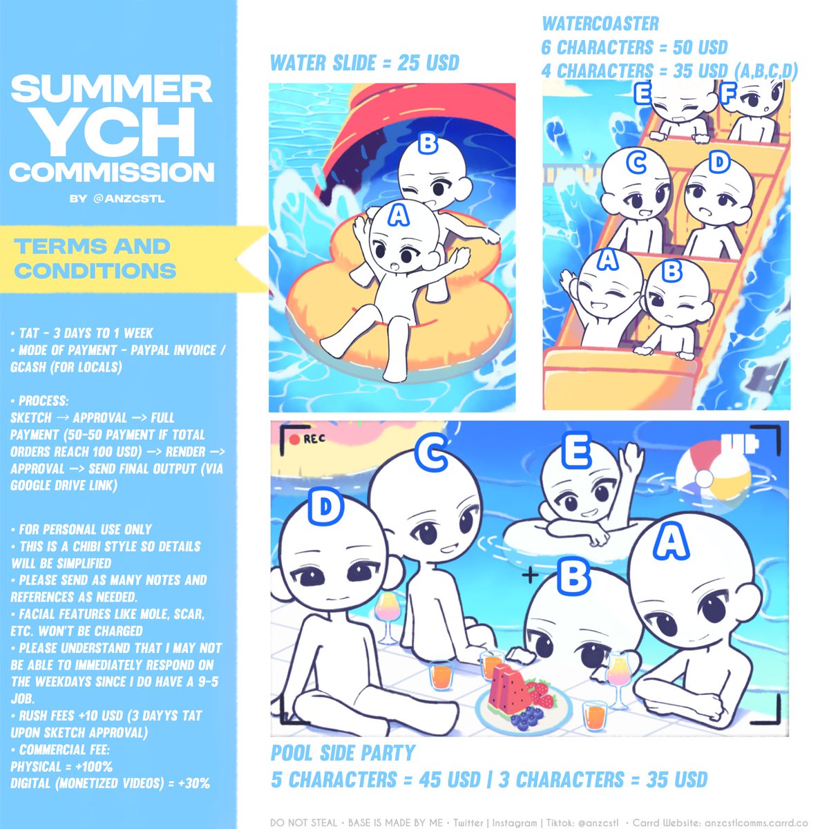 anzcstl's tweet image. [[SUMMER #YCH COMMISSIONS OPEN 🏖️☀️]]

Please read my TOS carefully before purchasing.
For inquiries, please comment or send me a dm 💗