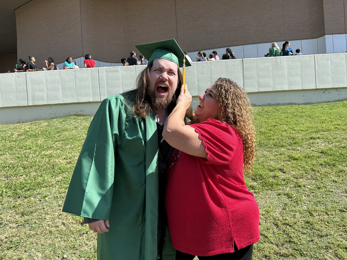 Got to walk the stage at graduation yesterday I was really excited but of all the pictures that got taken this one’s probably my favorite. My hair got stuck under something and it surprised me.