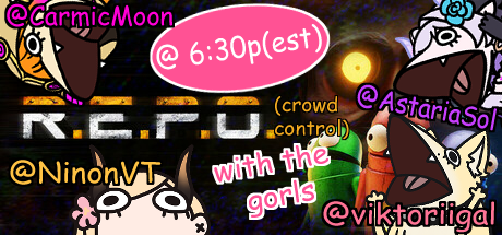 Viktori🎀🐶Gyaru Hellhound (@viktoriigal) on Twitter photo SURPRISE! Our mystery stream is gonna be REPO with crowd control !!
With <a href="/CarmicMoon/">CarmicMoon</a> <a href="/AstariaSol/">Astaria Sol✨😈 | ENVtuber | 2.0 ➡️ July 2025</a> <a href="/NinonVt/">NinonVT | Oni Vtuber 🌸✨ 2.0 ⚙️ 2026</a> !!
@ 6:30p(est)
Can't wait to be tortured by chat on the purple site!!! SURPRISE! Our mystery stream is gonna be REPO with crowd control !!
With <a href="/CarmicMoon/">CarmicMoon</a> <a href="/AstariaSol/">Astaria Sol✨😈 | ENVtuber | 2.0 ➡️ July 2025</a> <a href="/NinonVt/">NinonVT | Oni Vtuber 🌸✨ 2.0 ⚙️ 2026</a> !!
@ 6:30p(est)
Can't wait to be tortured by chat on the purple site!!!