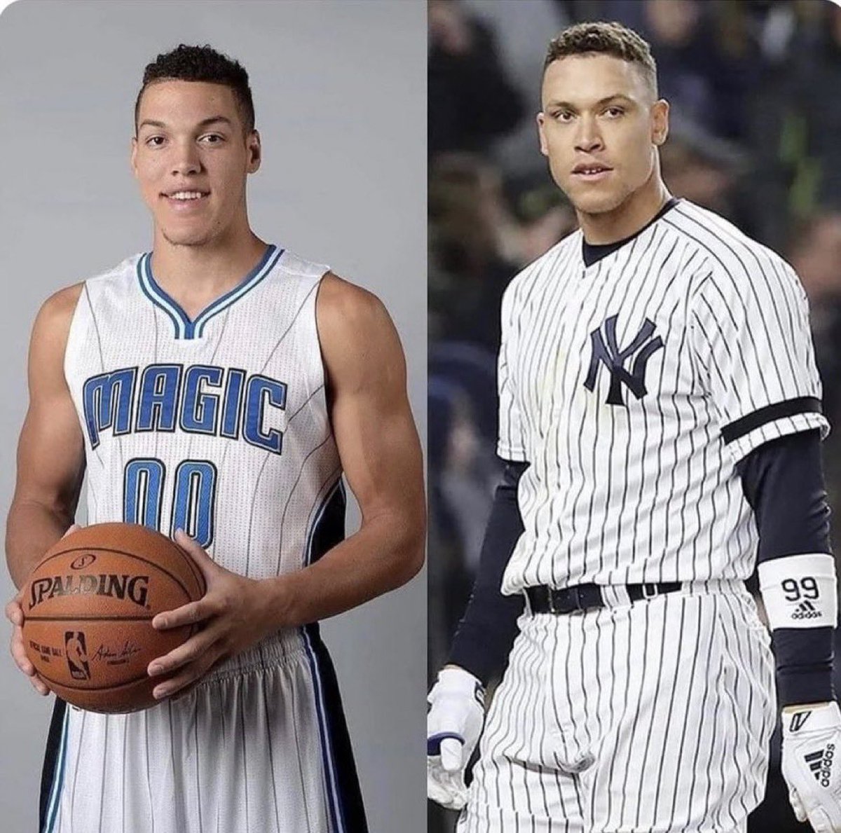 nut_history's tweet image. Aaron Gordon and Aaron Judge are basically twins