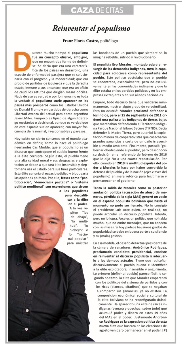 Reinventar el populismo. #eleccionesbolivia2025