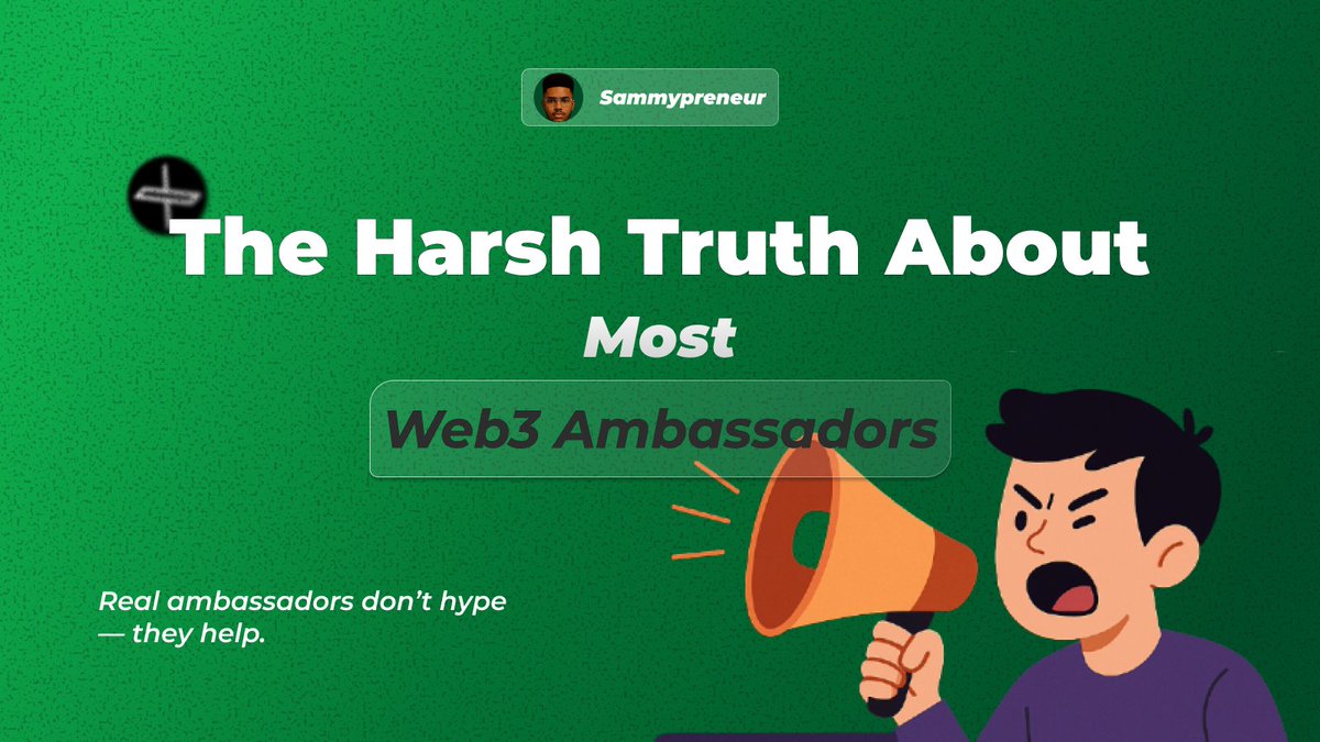 Sammypreneur_'s tweet image. "Here's what  90% of Web 3 ambassadors get wrong and how you can do it better."

I’ve seen it too many times. Someone joins a project as an ambassador, gets all hyped up, and starts spamming their followers with links, stats, and “don’t miss this!” posts. It’s easy to think…