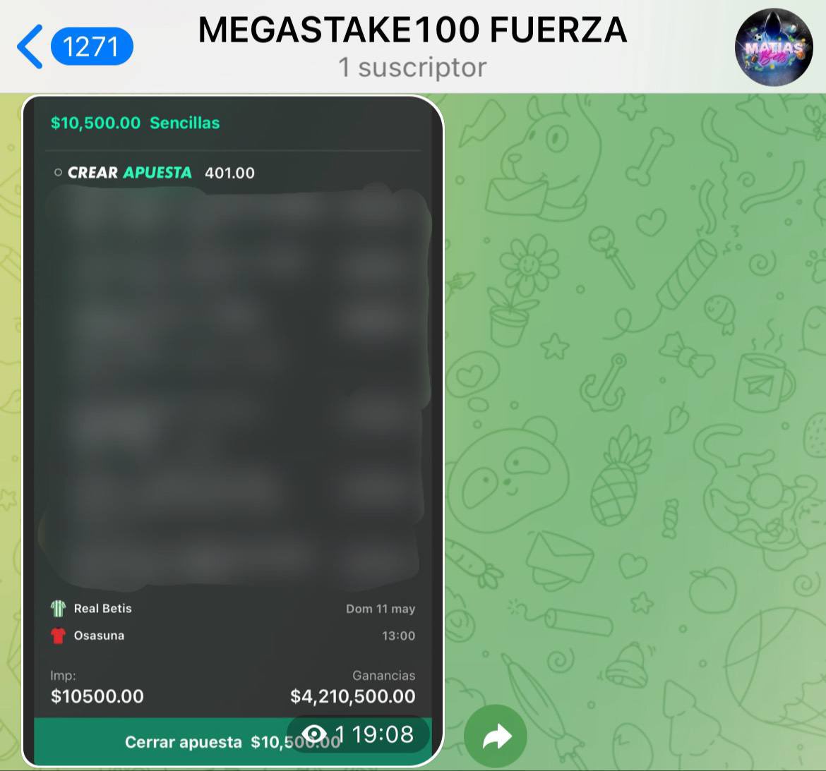 NUEVO MEGA STAKE 100 + PARLAY DE MATIAS BETS 👇🏻💙
GRATIS POR LOS CANALES DE ABAJO 👇🏻 
t.me/Los_Picks_Del_…
t.me/Stakes_Matias_…