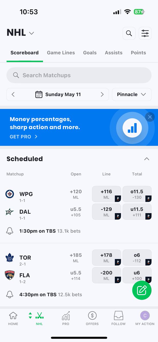 I know we’ve had a couple high scoring NHL games recently but I think the steam on this one has gotten away from the books. 10U banger on the Under. 
Play of the millennia 🤣 <a href="/Stuckey2/">Stuckey</a>