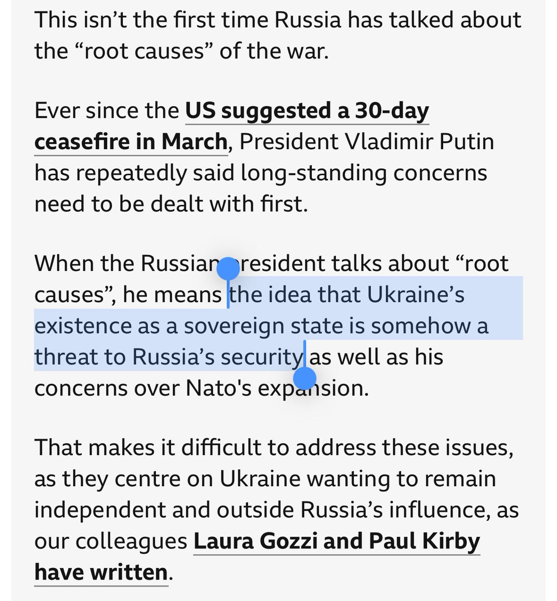In 2014, Russia started an unprovoked war on Ukraine, aiming to seize all of Ukraine. It launched an all-out invasion in 2022.

I do not understand how anyone can possibly be taking the side of Russia and Putin. This war is not “self defense:” it is brutality and war crimes.