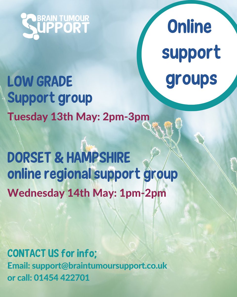 Brain Tumour Support π (@braintumoursupp) on Twitter photo We hope the sun has continued to shine for you this weekend, wherever you are!
We are looking forward to seeing you online this week at our support sessions.
Call 01454 422701 or email support@braintumoursupport.co.uk
#braintumoursupportgroups #braintumoursupport We hope the sun has continued to shine for you this weekend, wherever you are!
We are looking forward to seeing you online this week at our support sessions.
Call 01454 422701 or email support@braintumoursupport.co.uk
#braintumoursupportgroups #braintumoursupport