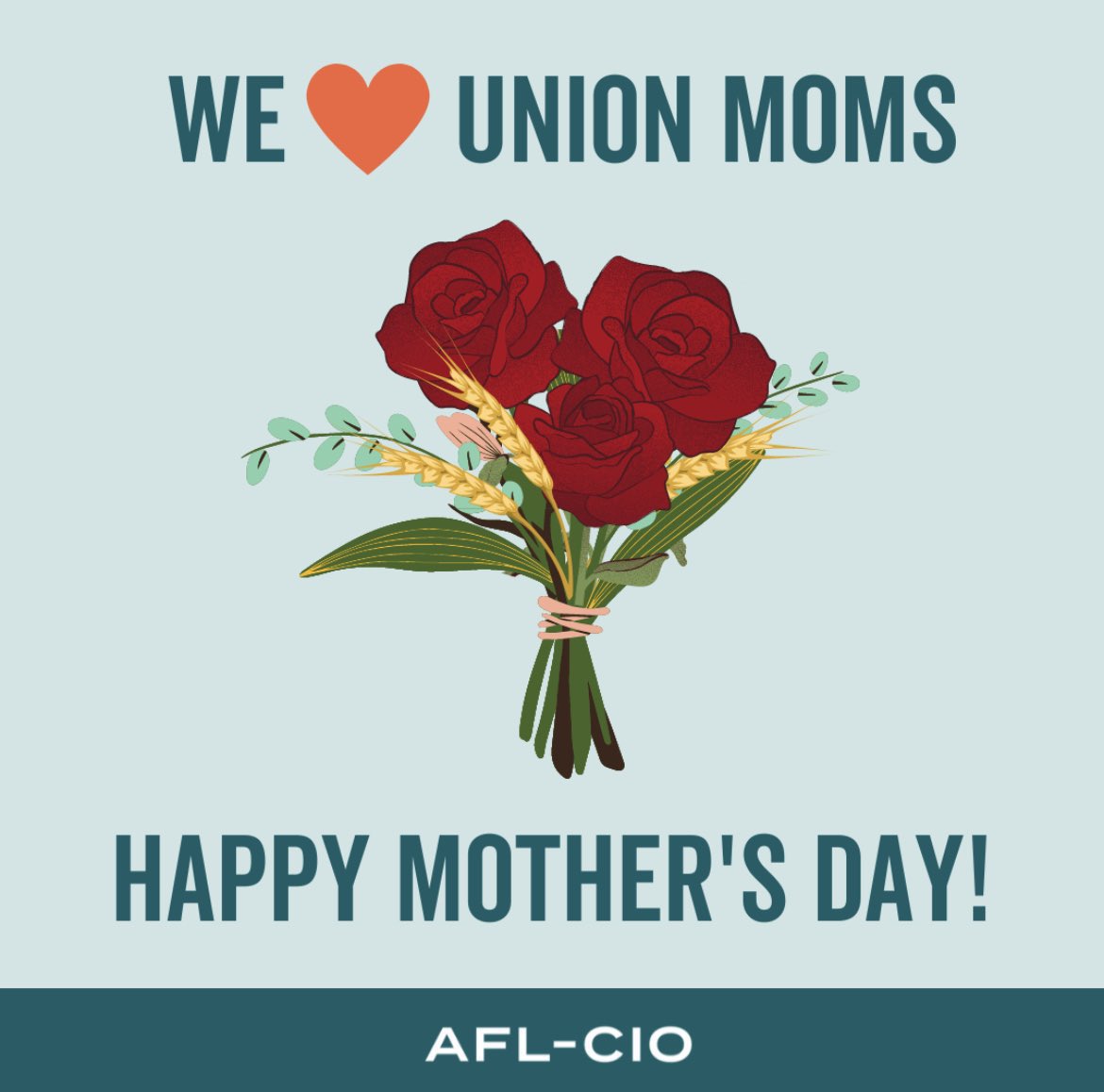 Today is about appreciating the care, sacrifices and support mothers provide to their families every day. 

We thank you and we’ll keep fighting for all working mothers so they have paid leave, equitable care and good union jobs.

Happy Mother’s Day from America’s unions! ❤️