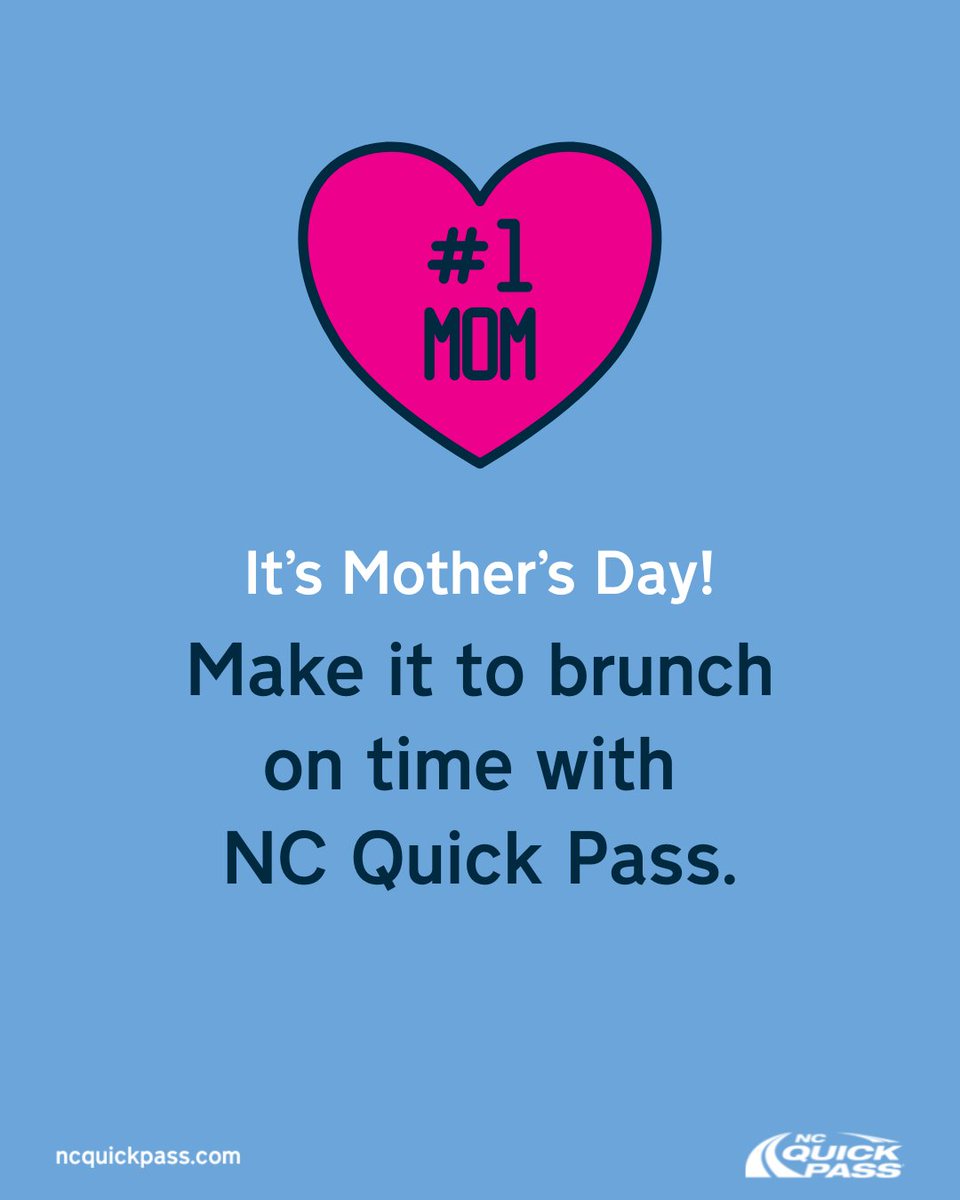 NC_QuickPass's tweet photo. Happy Mother's Day! πΈ Whether you're visiting mom or taking her out, #NCQuickPass ensures a smooth ride. Enjoy the day! ππ https://t.co/AUzrelLpVL