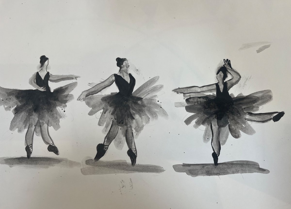5,6,7,8! 🩰 

Our seniors explored figure drawing through the graceful and elegant movements of ballet dancers. Using a mix of watercolour, black ink and pencil they studied form, posture and proportion reflecting the technical skill of dance 🩰