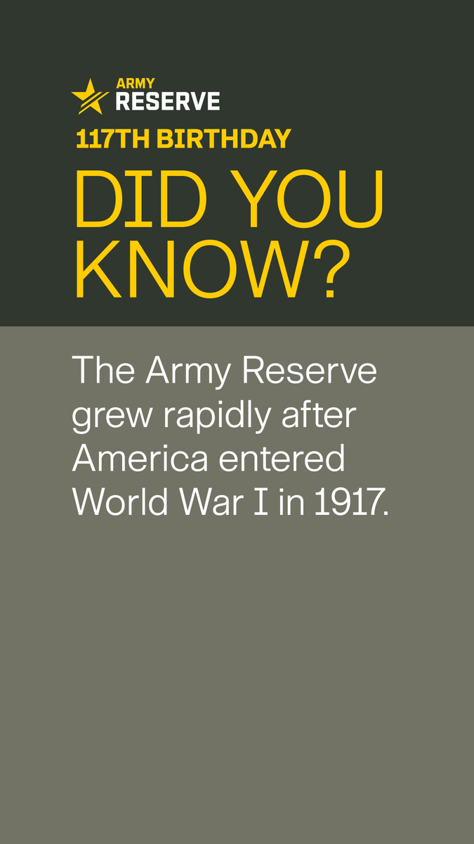 USArmyReserve's tweet photo. #DYK 

April marked the U.S. Army Reserve's Birthday Month! Join us in continuing our 117th Birthday celebration by learning more about #USARThroughTime!⏱️ 
 
#ArmyReserve117 https://t.co/91W3MQgtae