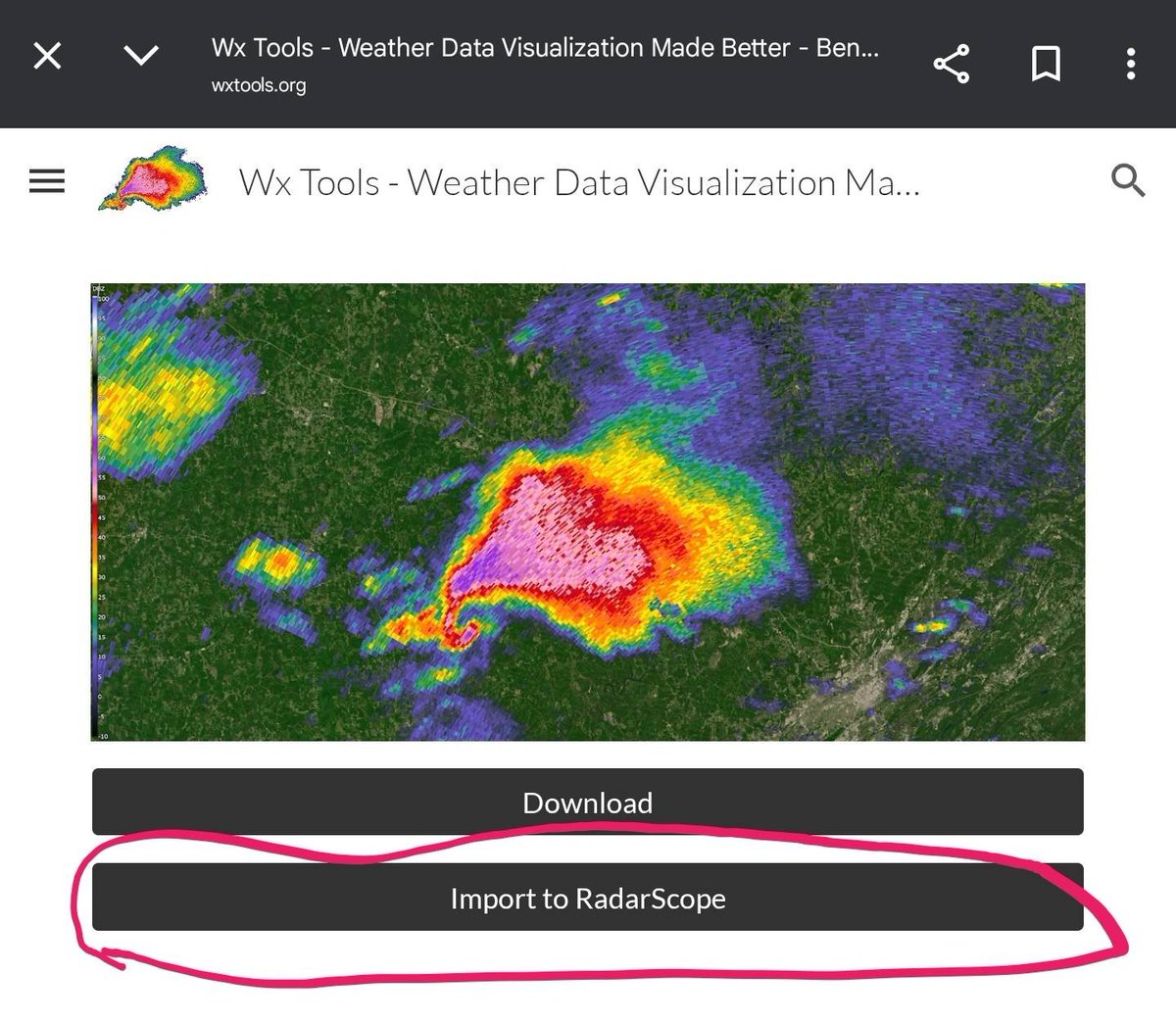 ColorTables's tweet image. @RadarScope is coming to WxTools!

We are updating each colortable's page to include an "Import to RadarScope" button that automatically imports colortables into your favorite radar app!

*IOS only, coming out on android soon.
Check it out: wxtools.org/reflectivity/b…