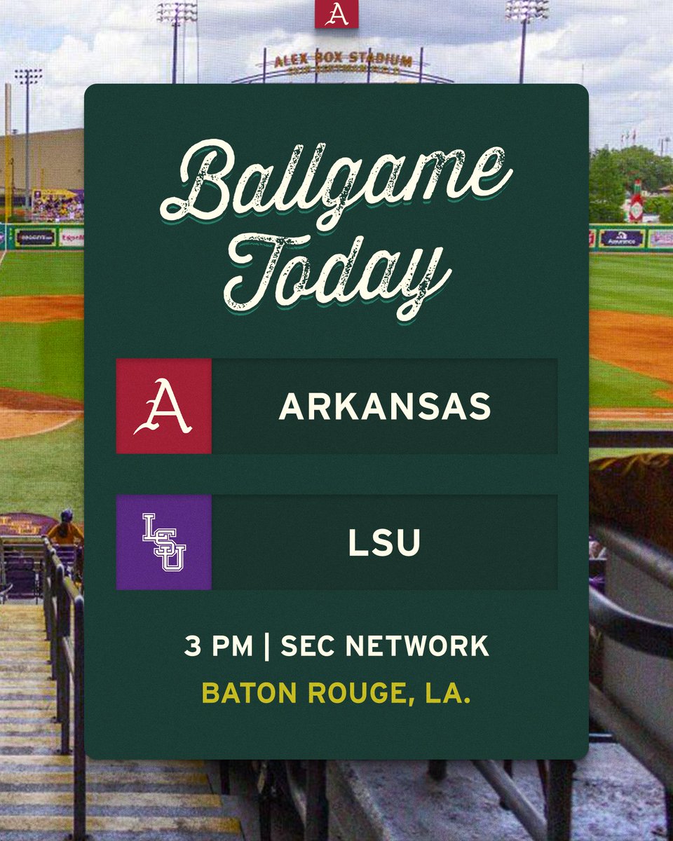 Series finale from Alex Box Stadium

Gameday Links: bit.ly/ArkBSBlinks
