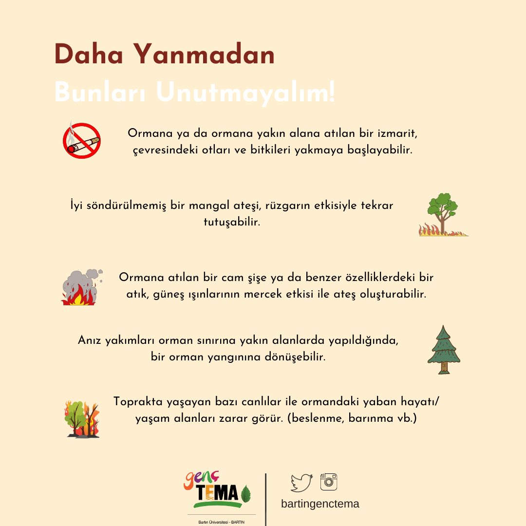 Daha Yanmadan bunları unutmayalım. Ormanlarımızı koruyalım🌳💚
#temavakfi
