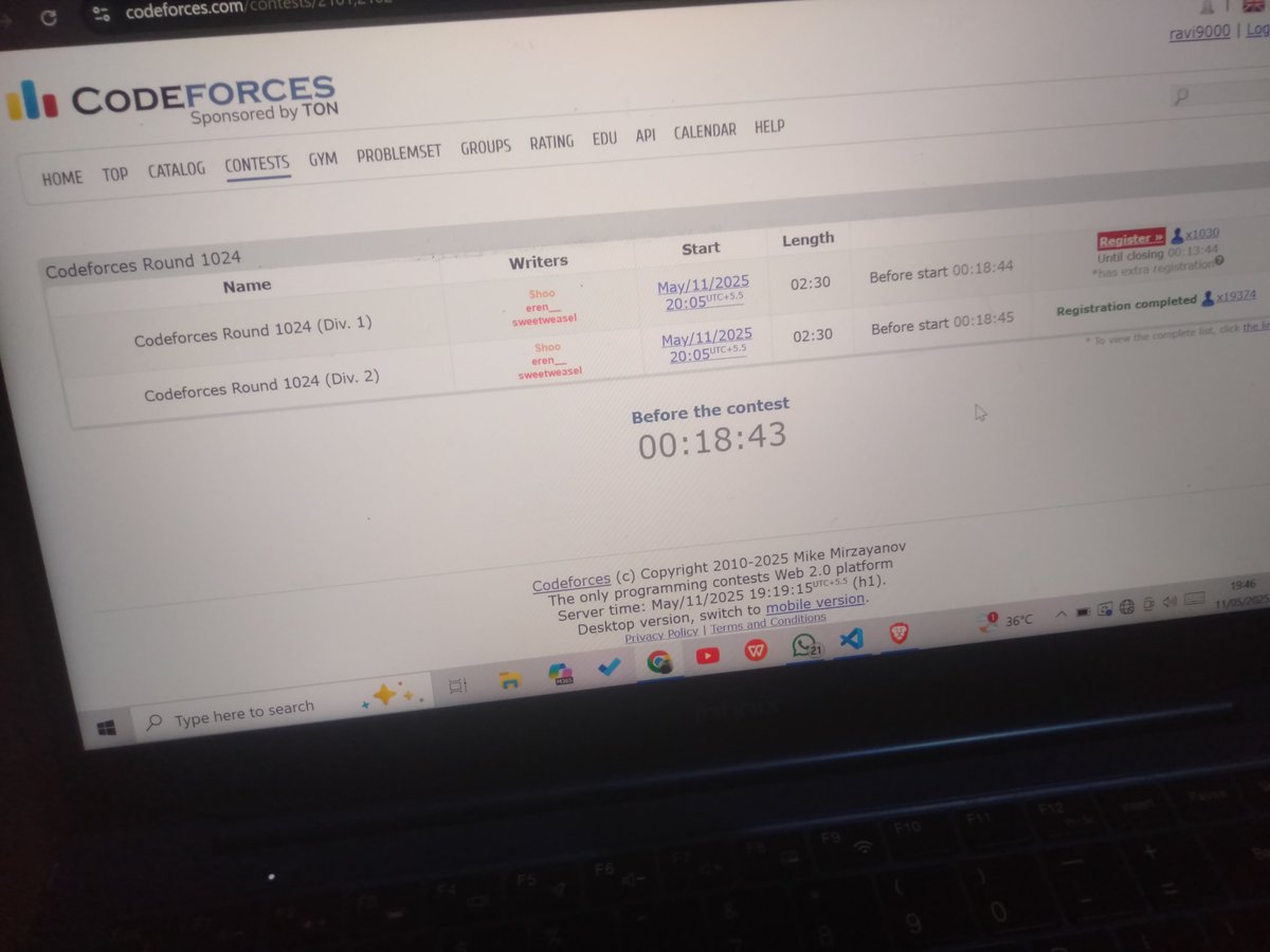 Ravibeniwal666's tweet image. Is there anyone giving today's Codeforces contest? #Codeforces #CompetitiveProgramming #CodingContest #CP #Programmers