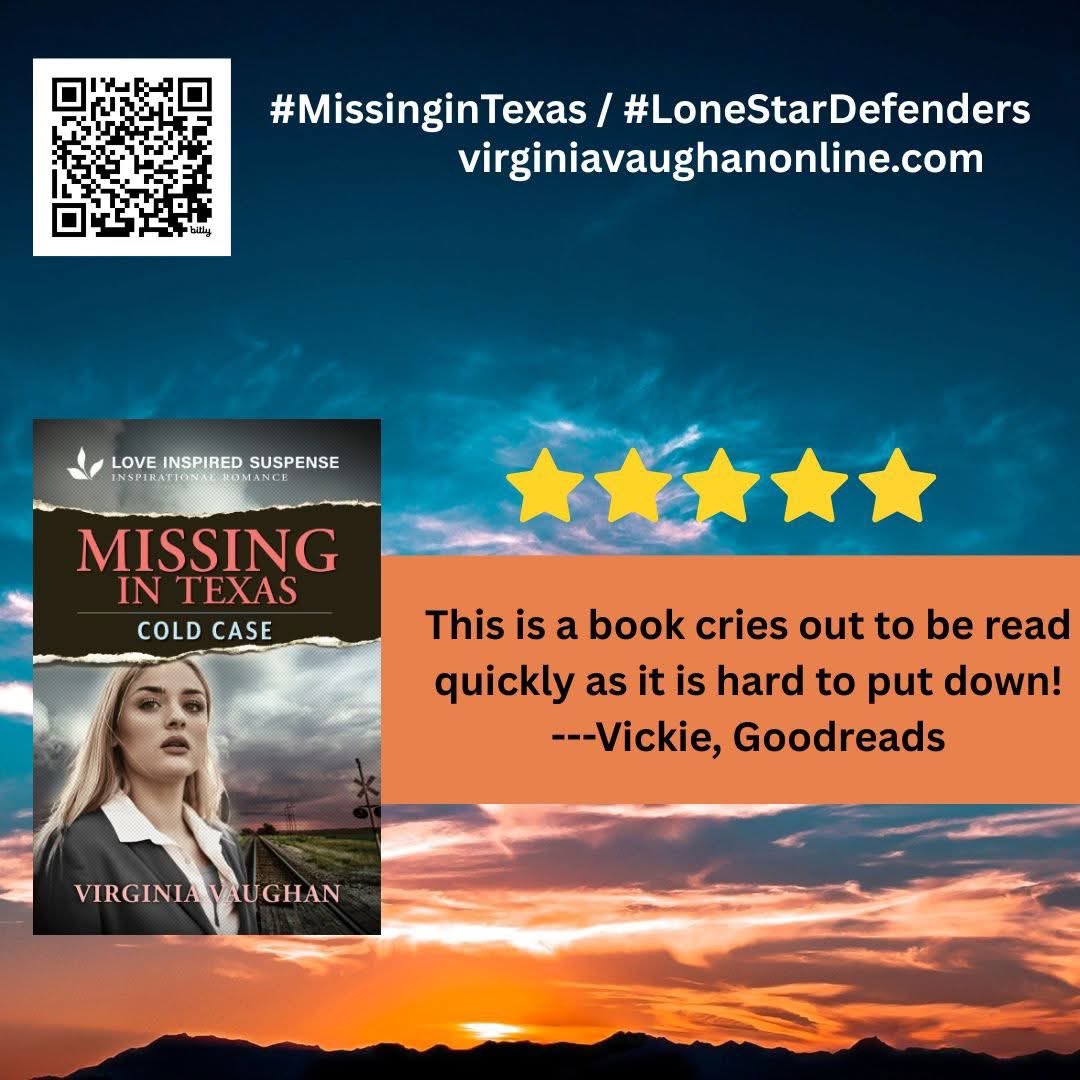 vickleaw's tweet image. Amazing characters, quick and captivating plot! Loved it! Preorder your copy today! 
Trying to crack a cold case can be deadly! Preorder your copy today!

bit.ly/3GkgGAb

#virginiavaughan #missingintexas 
#LoneStarDefenders #loveinspiredsuspense

Author’s Website: