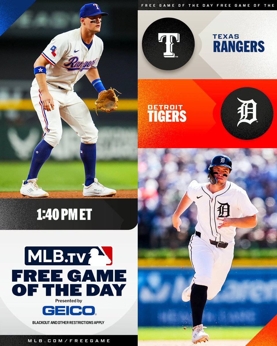 MLB.TV (@mlbtv) on Twitter photo Josh Jung and the <a href="/Rangers/">Texas Rangers</a> take on Jace Jung and the @Tigers in the series finale.
Watch the Jung brothers for FREE at 1:40 PM ET on #MLBTV.
(MLB x GEICO) Josh Jung and the <a href="/Rangers/">Texas Rangers</a> take on Jace Jung and the @Tigers in the series finale.
Watch the Jung brothers for FREE at 1:40 PM ET on #MLBTV.
(MLB x GEICO)