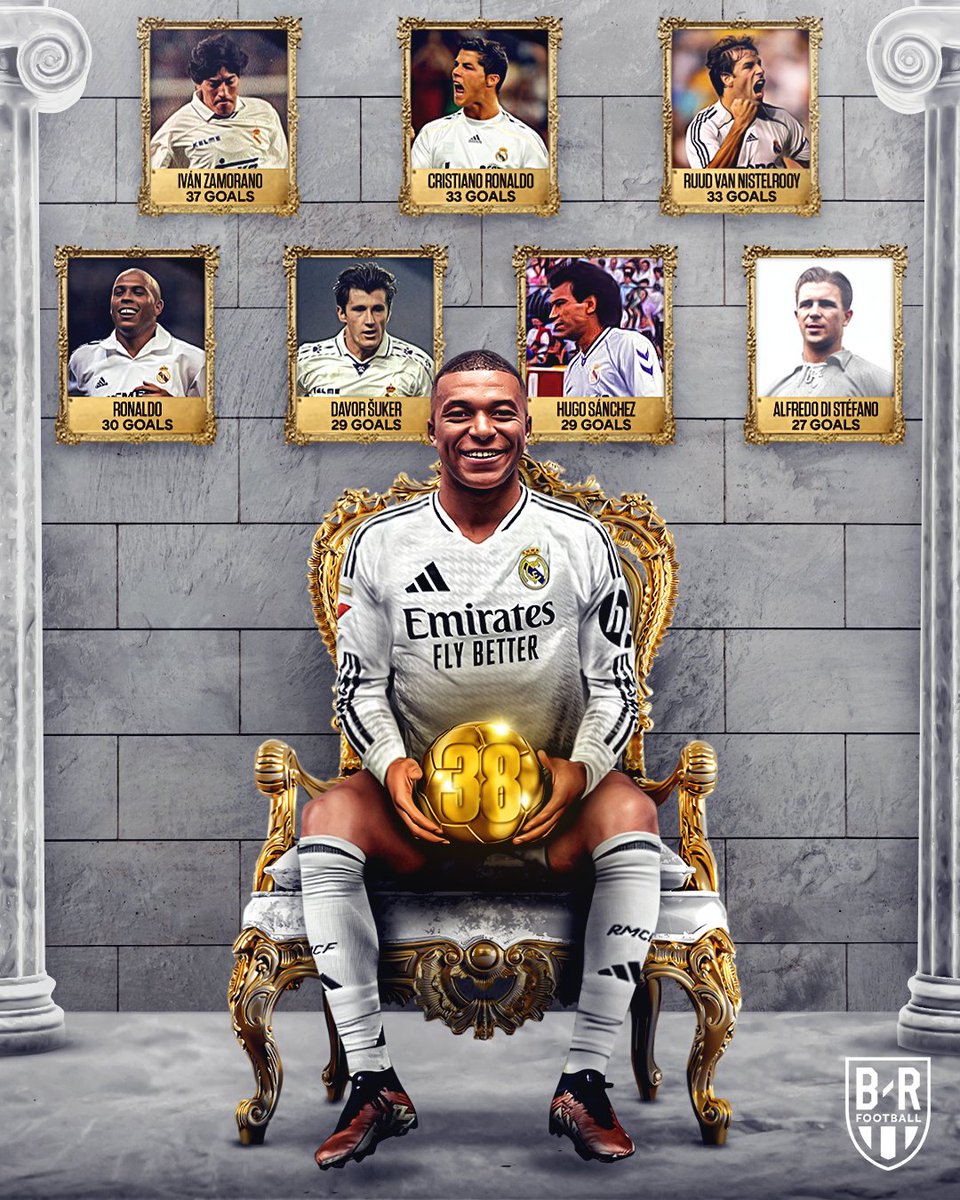 brfootball's tweet image. KYLIAN MBAPPÉ BREAKS THE RECORD FOR MOST GOALS SCORED IN A DEBUT SEASON FOR REAL MADRID (38)
HISTORIC ⚪👑
