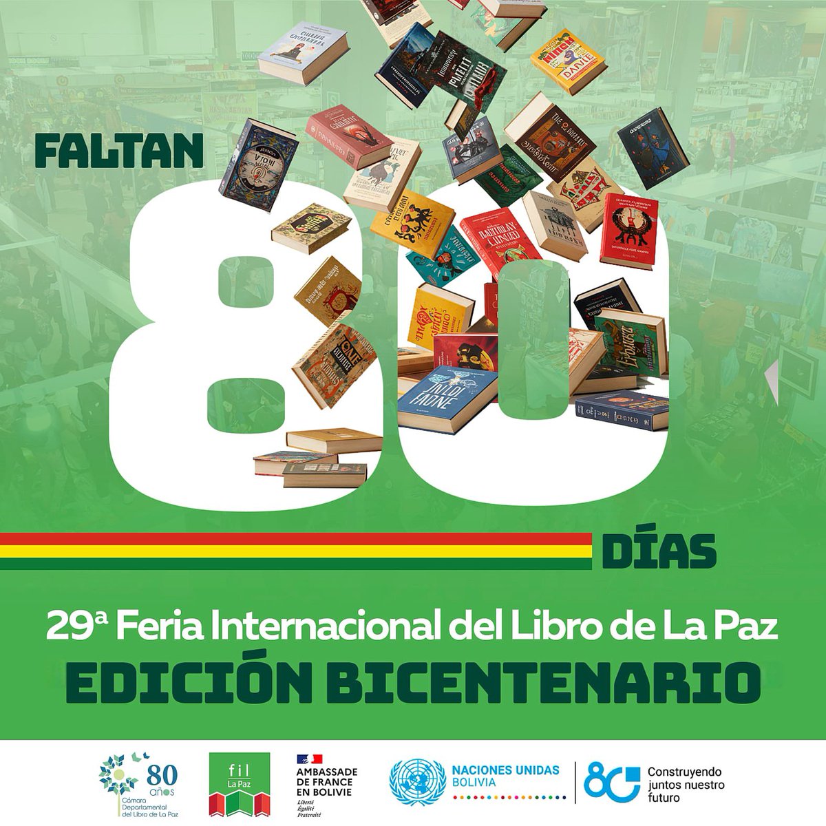 Feria Internacional del Libro de La Paz (@ferialibrolapaz) on Twitter photo Tenemos algo que decirte... 👀⏳ Faltan 8️⃣0️⃣ días para la <a href="/ferialibrolapaz/">Feria Internacional del Libro de La Paz</a> Edición Bicentenario. 🚀📚✨
📅 Recuerda que la FIL La Paz se realizará del 3️⃣0️⃣ de julio al 1️⃣0️⃣ de agosto en el Campo Ferial Chuquiago Marka.📍 Tenemos algo que decirte... 👀⏳ Faltan 8️⃣0️⃣ días para la <a href="/ferialibrolapaz/">Feria Internacional del Libro de La Paz</a> Edición Bicentenario. 🚀📚✨
📅 Recuerda que la FIL La Paz se realizará del 3️⃣0️⃣ de julio al 1️⃣0️⃣ de agosto en el Campo Ferial Chuquiago Marka.📍