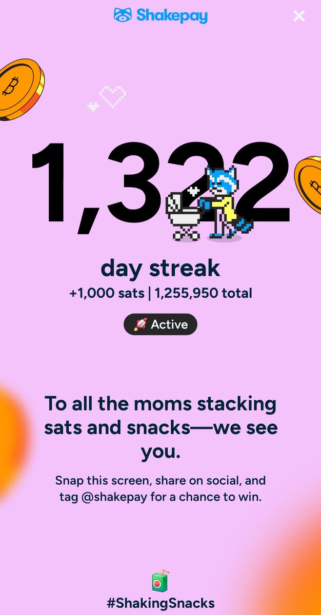 _Cryptick_'s tweet image. Life is busy and sometimes even chaotic, but one part of the day that gives a sense of calm is keeping that shake streak alive. 
Happy Mother's Day.
@shakepay