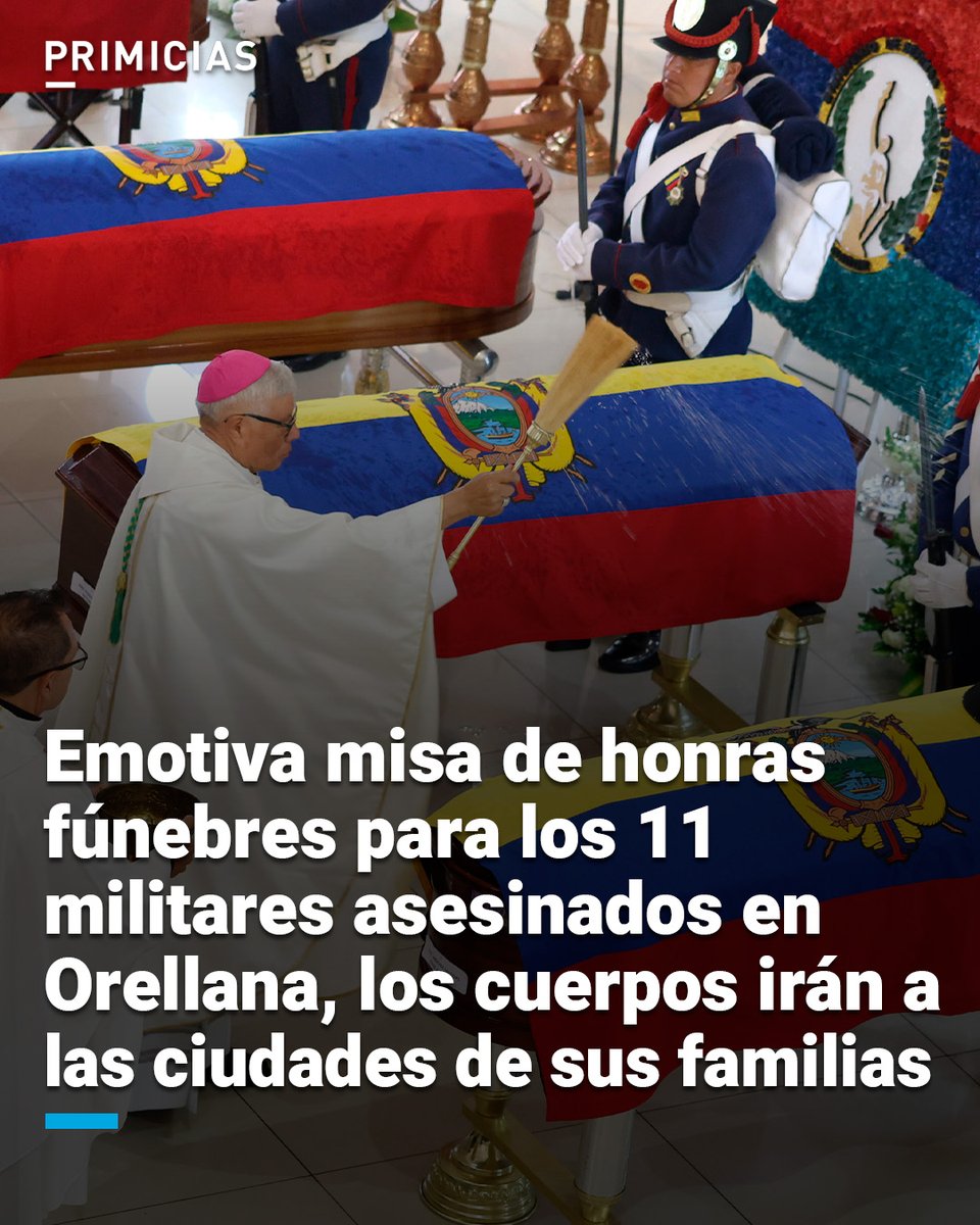 Momentos de dolor se vivieron en la misa por parte de familiares, allegados y compañeros de armas de los militares muertos, declarados Héroes Nacionales por el presidente Daniel Noboa. prim.ec/Qk2G50VQBSx