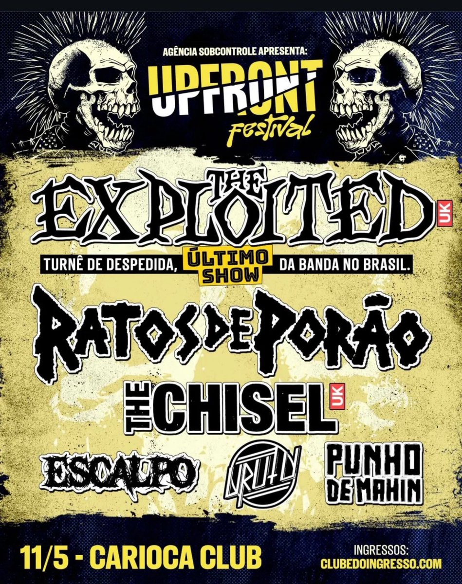 Miraoulpf's tweet image. Hoje tem 🔥! @sob_controle @ExploitedBand #thechisel #cariocaclub