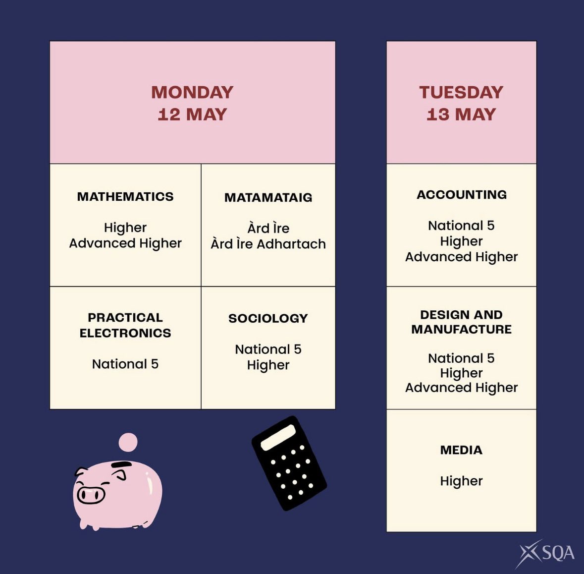 CalderheadHS's tweet photo. SQA Exam Timetable Week 4 https://t.co/ncZFfFHHME