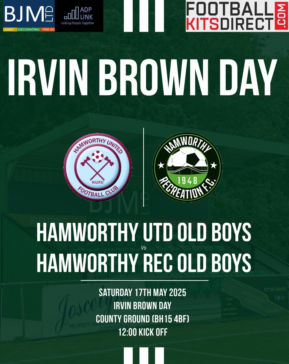 Hamworthy Recreation FC (@ham_recfc) on Twitter photo IRVIN BROWN DAY IS BACK !
Hamworthy Rec โold boysโ will be facing <a href="/HamworthyUtdFC/">Hamworthy United FC</a> โold boysโ this coming Saturday, at the County Ground, in memory of Irvin Brown๐
๐ข Squads will be announced in due course IRVIN BROWN DAY IS BACK !
Hamworthy Rec โold boysโ will be facing <a href="/HamworthyUtdFC/">Hamworthy United FC</a> โold boysโ this coming Saturday, at the County Ground, in memory of Irvin Brown๐
๐ข Squads will be announced in due course