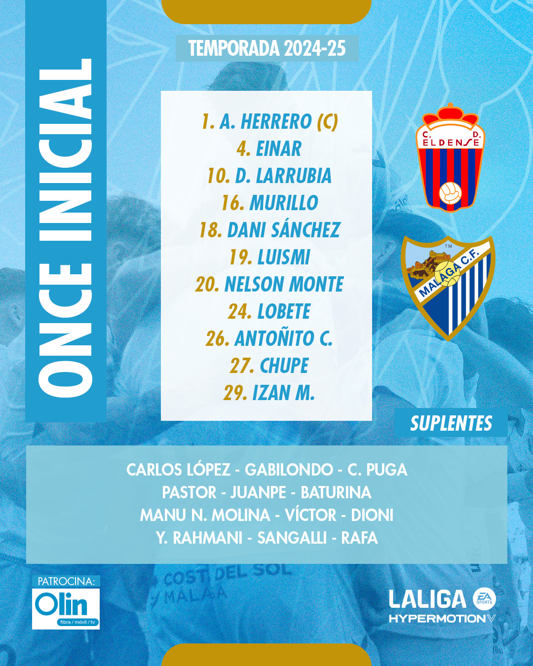 Alineación del Málaga ante el Eldense.