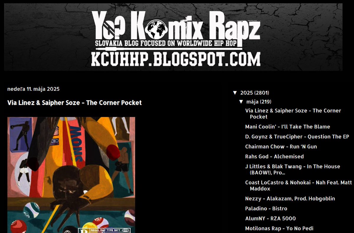 New Album
Via Linez &amp; Saipher Soze - The Corner Pocket kcuhhp.blogspot.com/2025/05/via-li…