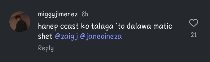 JoyceRicah's tweet photo. MigZai crumbs (tagtuyot version🤣)
Miggy comment in the #SiSolAtSiLuna trailer where Zaijian plays the role as Sol. Ikaw siguro nagturo sa laplapan scene na yun, Miggy! Hahahaha.
#MigZai #MiggyJimenez #ZaijianJaranilla https://t.co/7Lnqp2Em7y