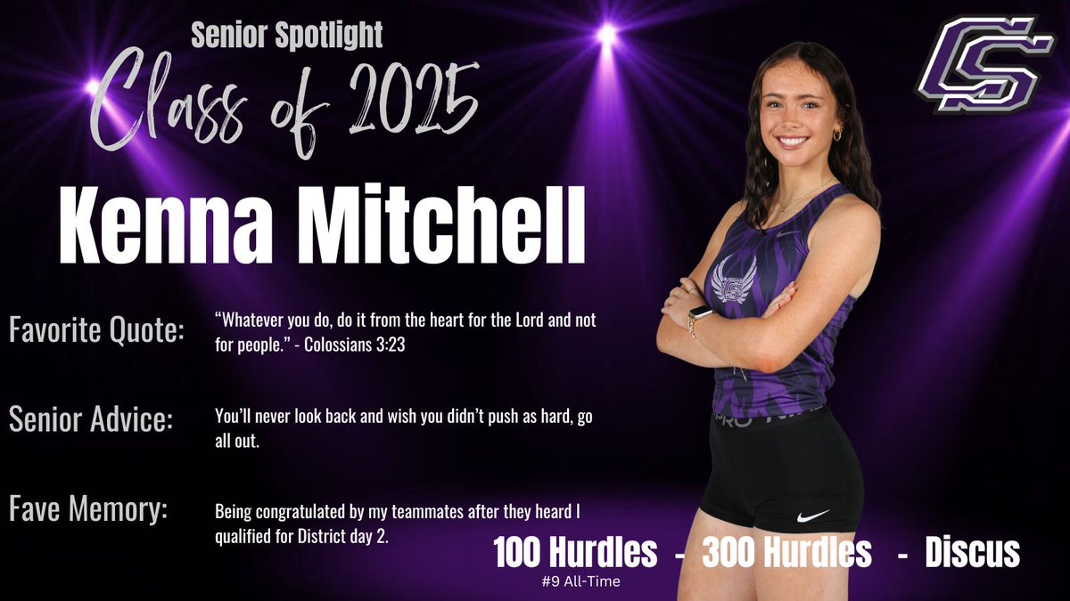 🌟SENIOR SPOTLIGHT🌟

Today we celebrate Kenna and her 4 years of doing things #TheCougarWay

Your CHARACTER and EFFORT have infused our program since day 1. We wish you all the best and know that future EXCELLENCE will be the result of the person that you are💜