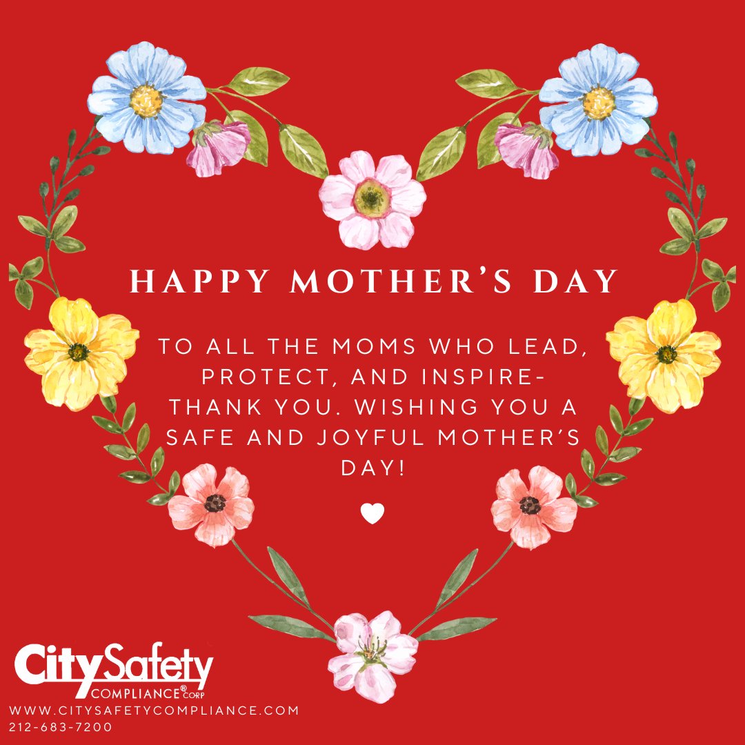 Happy Mother’s Day from all of us at City Safety Compliance Corp! 💐💖

Today, we celebrate the strength, love, and dedication of all the incredible moms out there. Thank you for everything you do, at home, at work, and everywhere in between! 👷‍♀️👩‍👧‍👦

#MothersDay #ThankYouMoms 💪💝