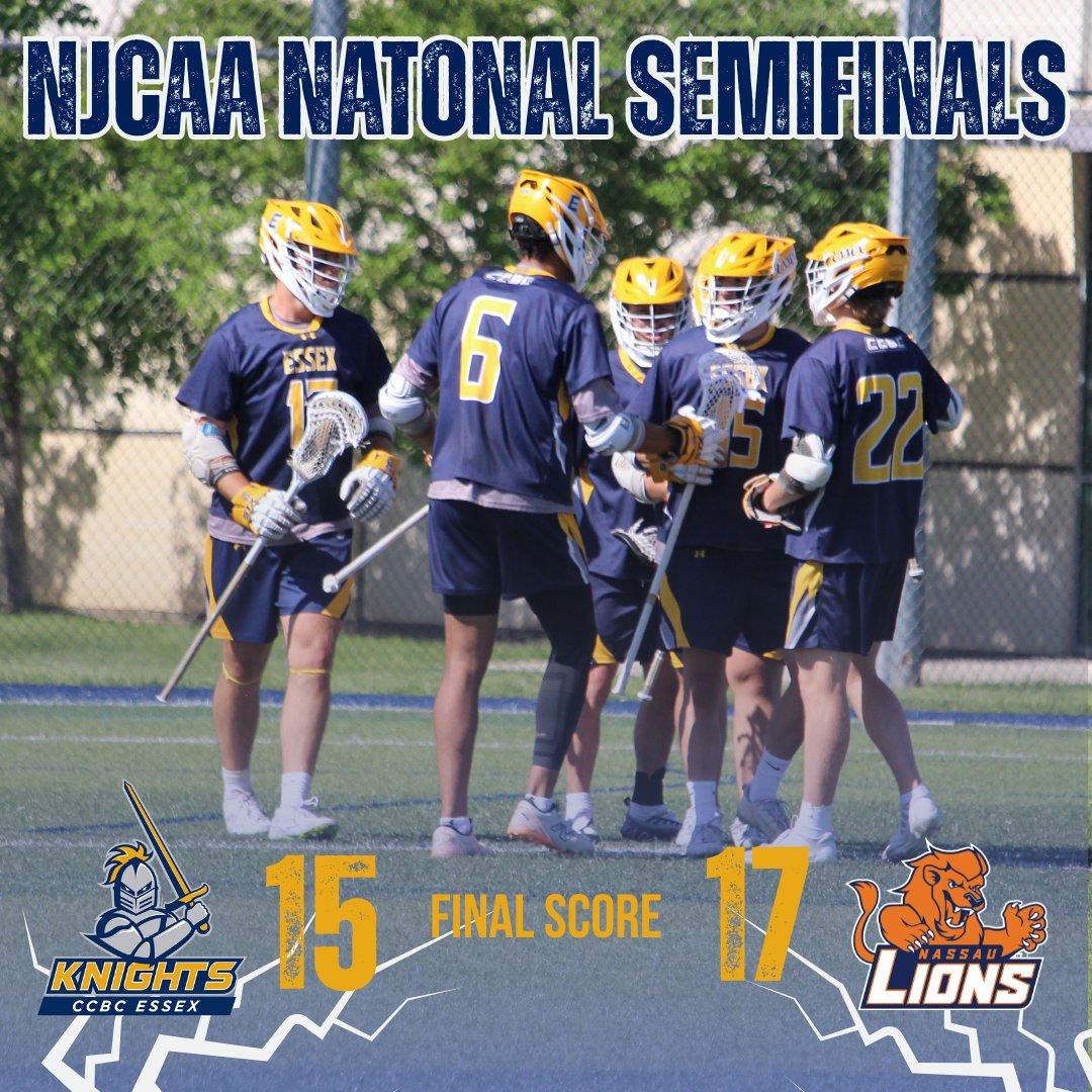 CCBC Essex Athletics (@ccbcessexsports) on Twitter photo Yesterday the season came to an end for <a href="/Knights_MLAX/">KnightsMLax</a> as they fell short in a great national semifinals matchup. Morrison and Bieschke finished with a combined 10 goals and 2 assists in the contest. The Knights finish the season 12-4 in Coach Stewart's inaugural season Yesterday the season came to an end for <a href="/Knights_MLAX/">KnightsMLax</a> as they fell short in a great national semifinals matchup. Morrison and Bieschke finished with a combined 10 goals and 2 assists in the contest. The Knights finish the season 12-4 in Coach Stewart's inaugural season