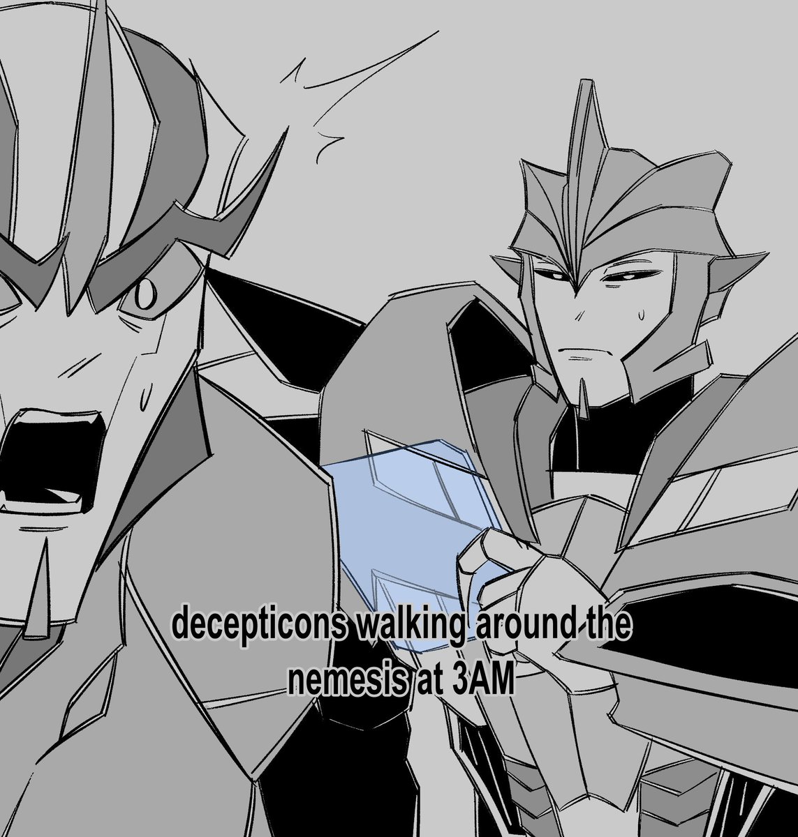brainbread69's tweet image. my friend sent me a meme and i feverishly had to draw this out 

#Transformers #TransformersPrime #opmeg