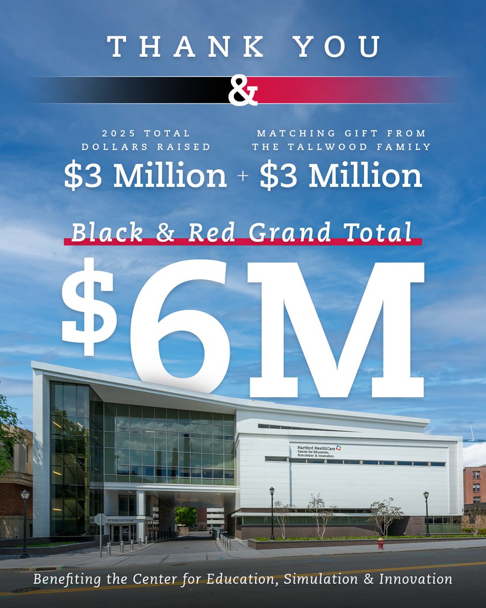 A new Black &amp; Red fundraising record!

Thank you to the generosity of so many donors and a matching $3 million gift from The Tallwood Family, we raised an incredible grand total of $6 MILLION to support The Center for Education, Simulation and Innovation! 🖤❤️